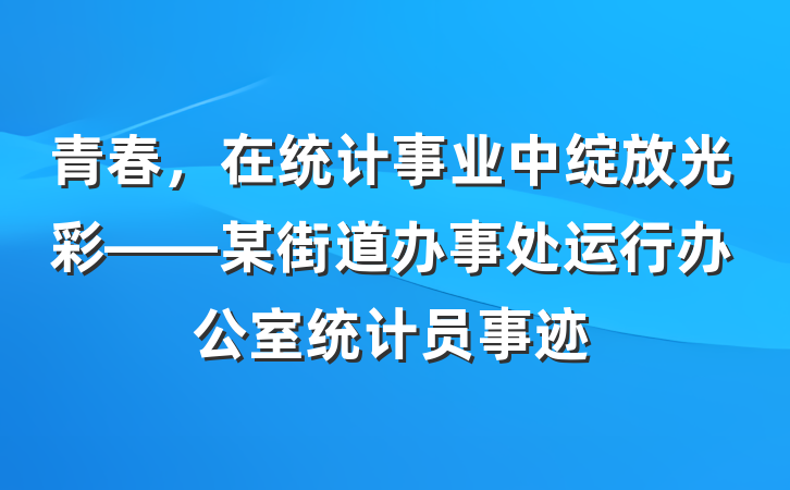 青春，在统计事业中绽放光彩——某街道办事处运行办公室统计员事迹