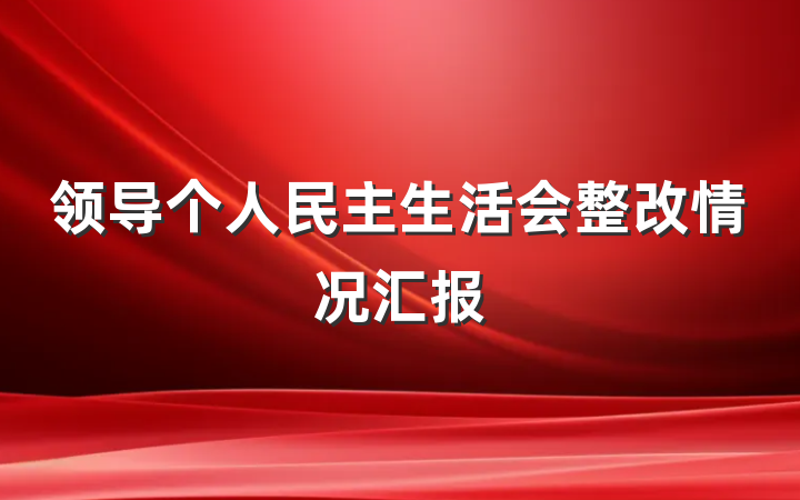 领导个人民主生活会整改情况汇报
