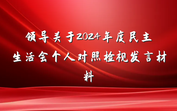 领导关于2024年度民主生活会个人对照检视发言材料