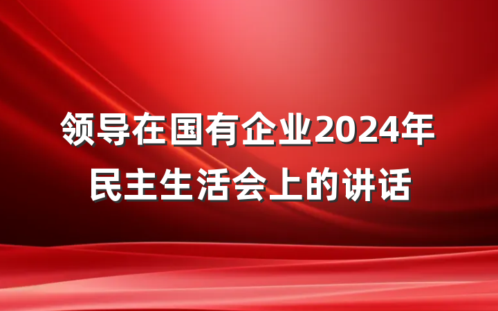 领导在国有企业2024年民主生活会上的讲话