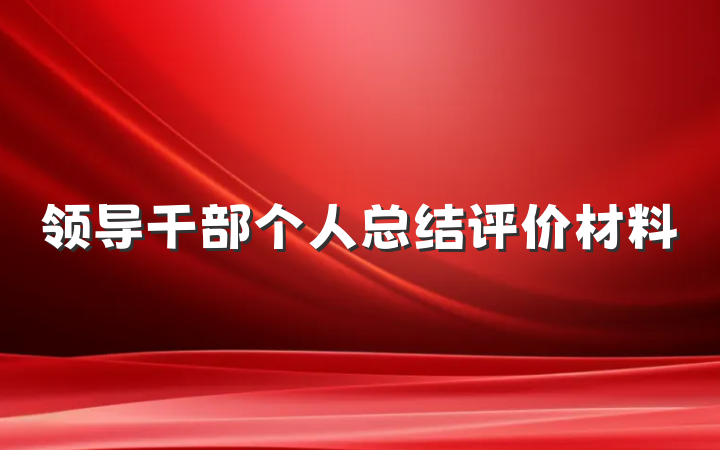 领导干部个人总结评价材料