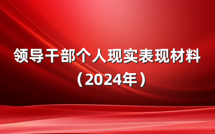 领导干部个人现实表现材料（2024年）