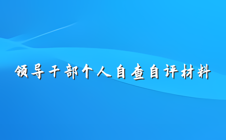 领导干部个人自查自评材料