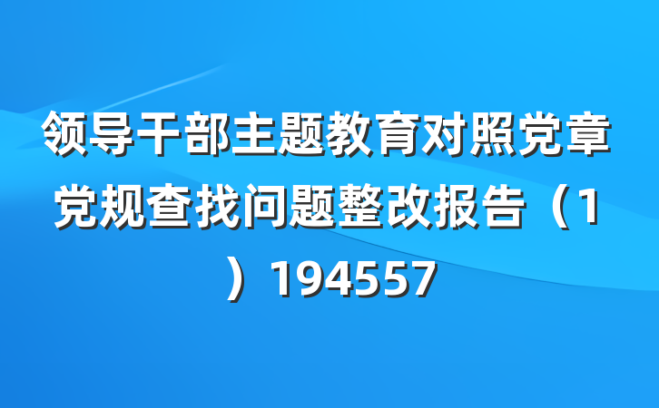 领导干部主题教育对照党章党规查找问题整改报告（1）194557