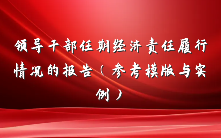领导干部任期经济责任履行情况的报告（参考模版与实例）