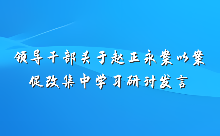 领导干部关于赵正永案以案促改集中学习研讨发言