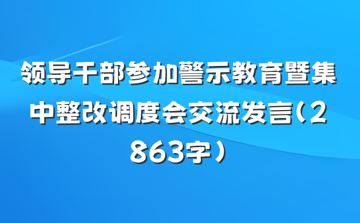 领导干部参加警示教育暨集中整改调度会交流发言（2863字）