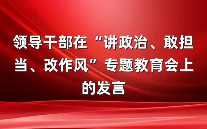 领导干部在“讲政治、敢担当、改作风”专题教育会上的发言