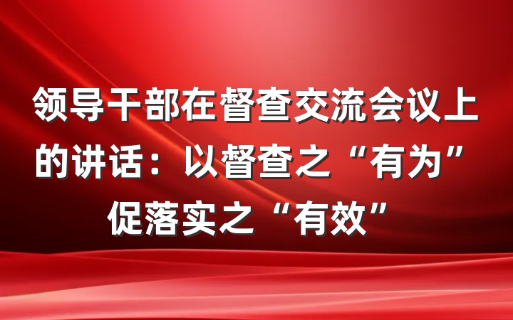 领导干部在督查交流会议上的讲话：以督查之“有为”促落实之“有效”