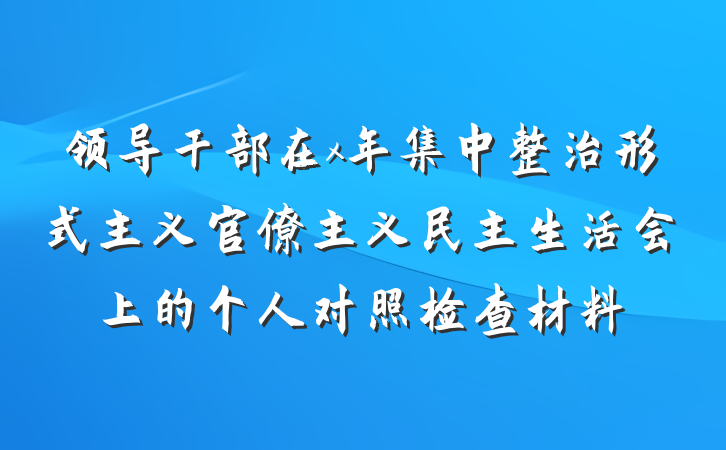 领导干部在x年集中整治形式主义官僚主义民主生活会上的个人对照检查材料