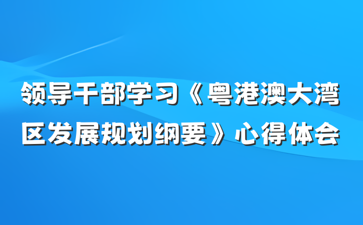 领导干部学习《粤港澳大湾区发展规划纲要》心得体会