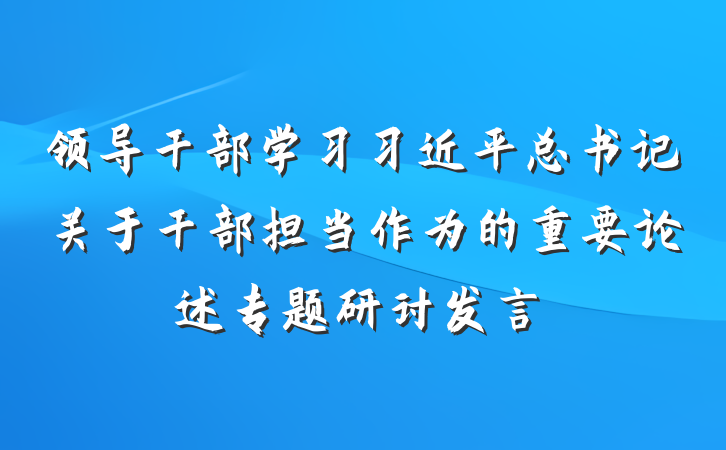 领导干部学习习近平总书记关于干部担当作为的重要论述专题研讨发言