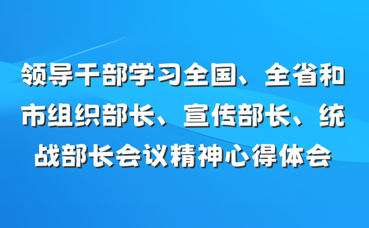 领导干部学习全国、全省和市组织部长、宣传部长、统战部长会议精神心得体会