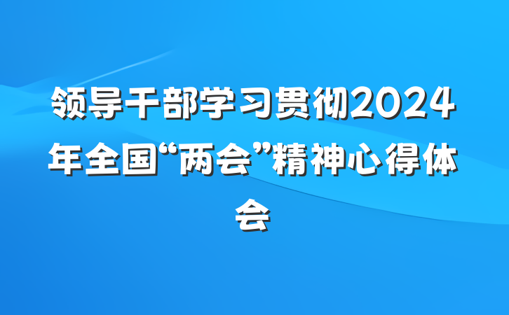 领导干部学习贯彻2024年全国“两会”精神心得体会