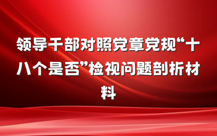 领导干部对照党章党规“十八个是否”检视问题剖析材料