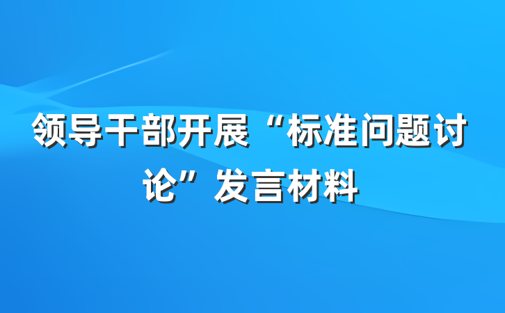 领导干部开展“标准问题讨论”发言材料