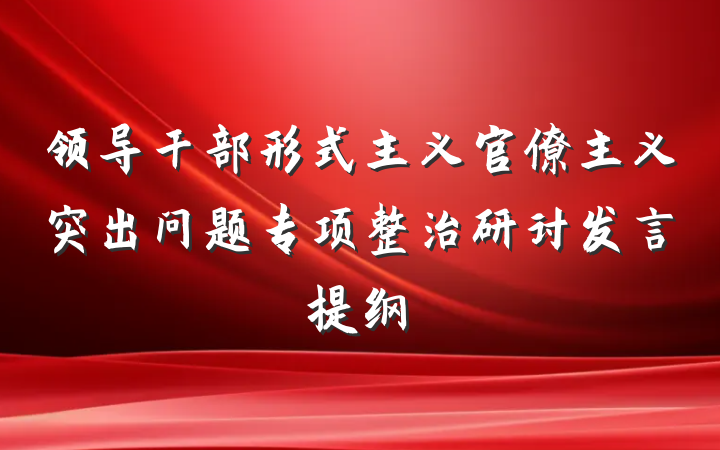 领导干部形式主义官僚主义突出问题专项整治研讨发言提纲