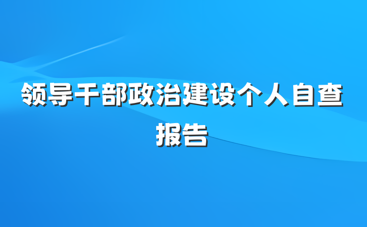 领导干部政治建设个人自查报告