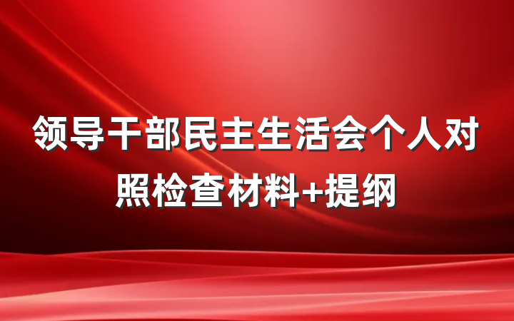 领导干部民主生活会个人对照检查材料 提纲