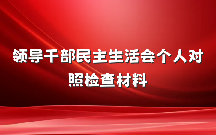 领导干部民主生活会个人对照检查材料