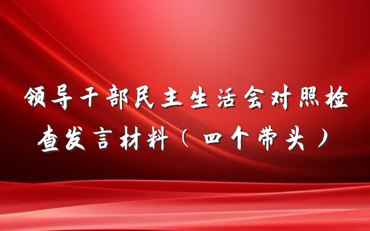 领导干部民主生活会对照检查发言材料（四个带头）