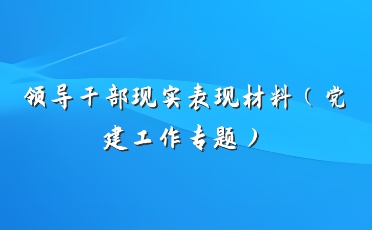领导干部现实表现材料（党建工作专题）