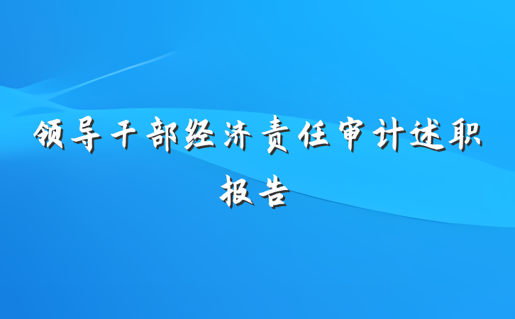 领导干部经济责任审计述职报告