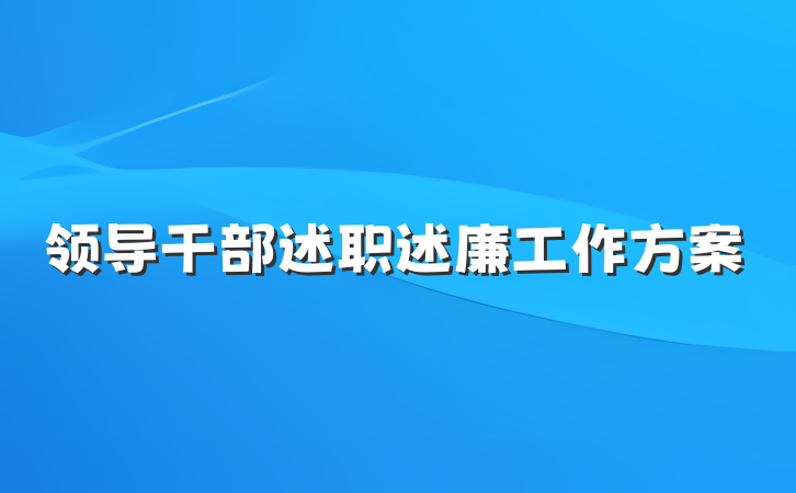 领导干部述职述廉工作方案