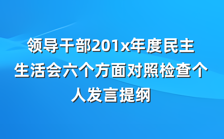 领导干部201x年度民主生活会六个方面对照检查个人发言提纲