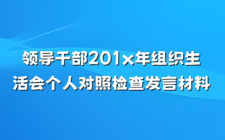 领导干部201x年组织生活会个人对照检查发言材料