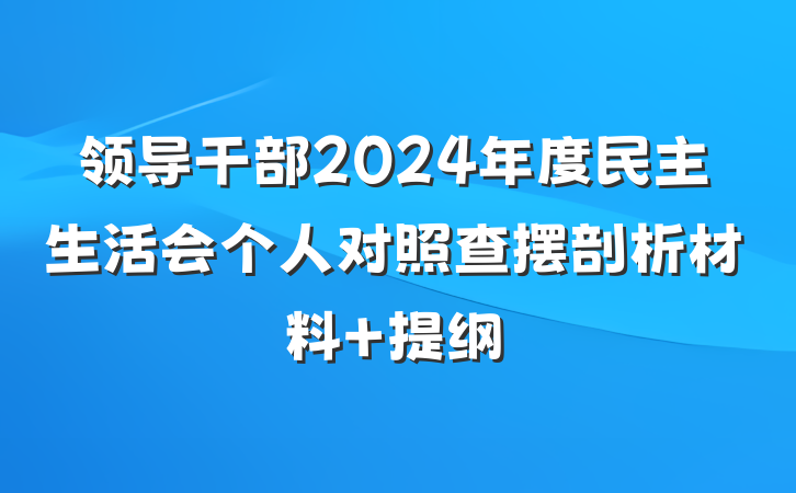 领导干部2024年度民主生活会个人对照查摆剖析材料 提纲