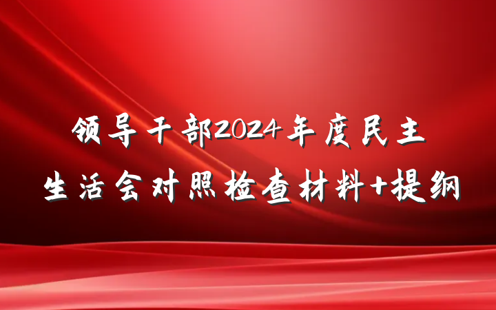 领导干部2024年度民主生活会对照检查材料 提纲