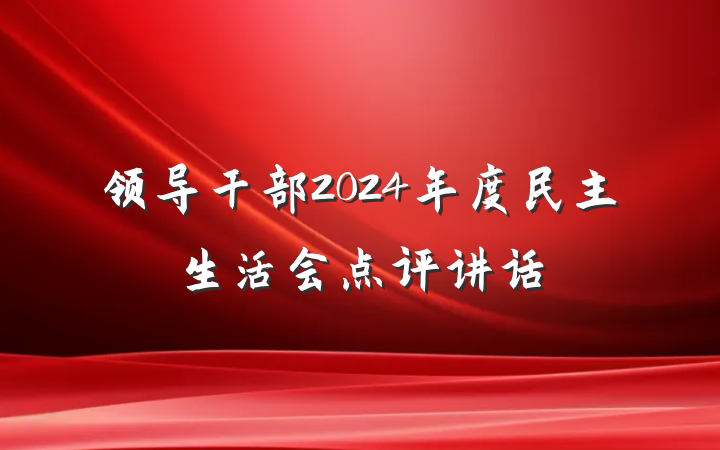 领导干部2024年度民主生活会点评讲话