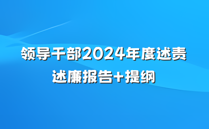 领导干部2024年度述责述廉报告 提纲