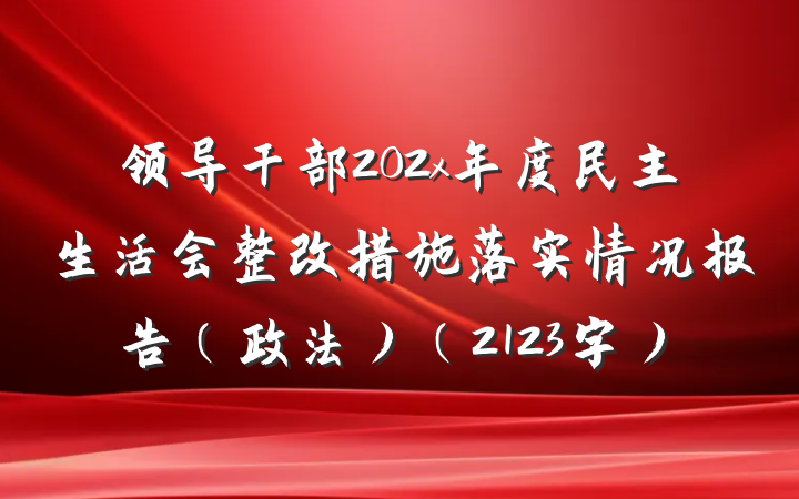 领导干部202x年度民主生活会整改措施落实情况报告（政法）（2123字）