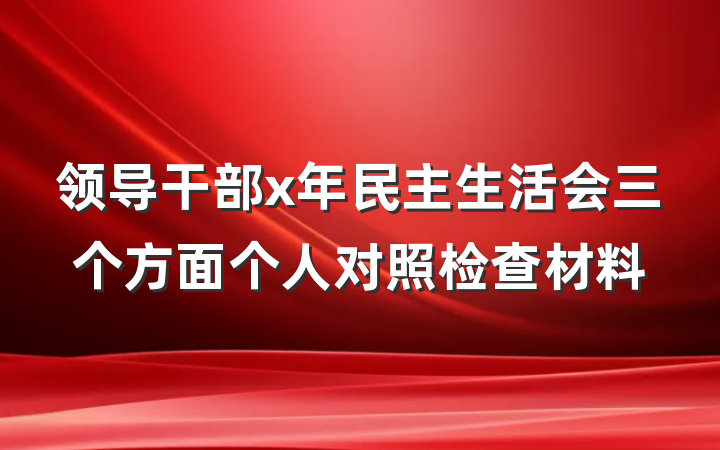 领导干部x年民主生活会三个方面个人对照检查材料