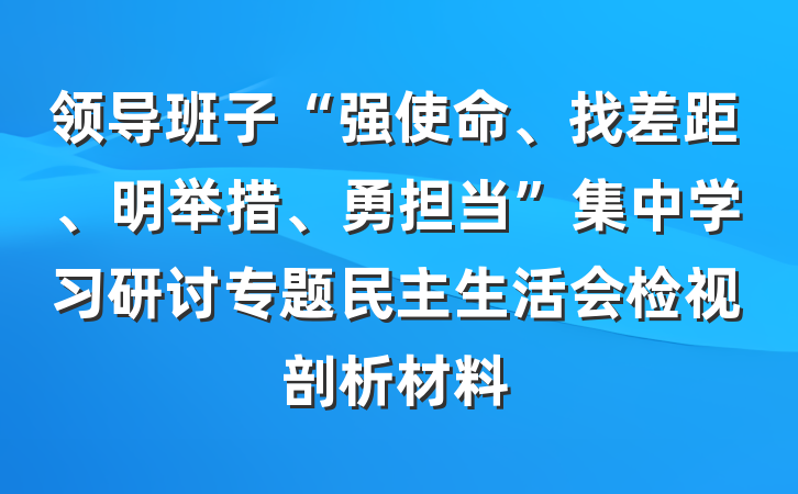 领导班子“强使命、找差距、明举措、勇担当”集中学习研讨专题民主生活会检视剖析材料