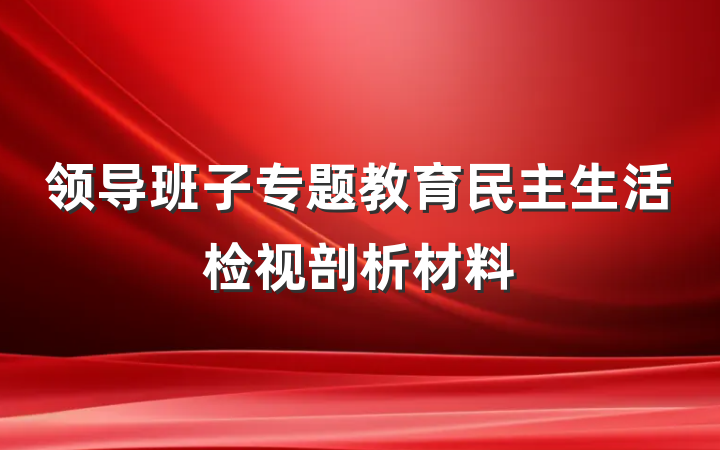 领导班子专题教育民主生活检视剖析材料