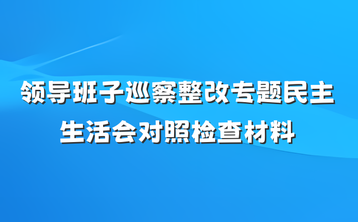 领导班子巡察整改专题民主生活会对照检查材料