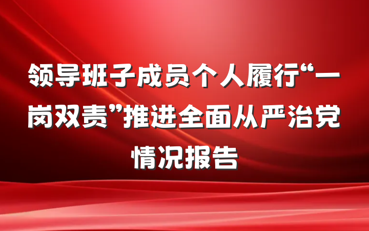领导班子成员个人履行“一岗双责”推进全面从严治党情况报告