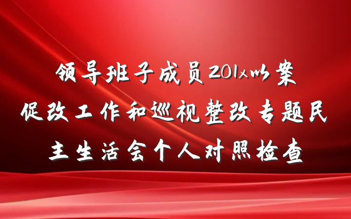 领导班子成员201x以案促改工作和巡视整改专题民主生活会个人对照检查