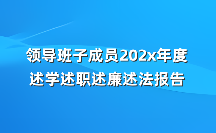 领导班子成员202x年度述学述职述廉述法报告