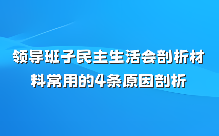 领导班子民主生活会剖析材料常用的4条原因剖析