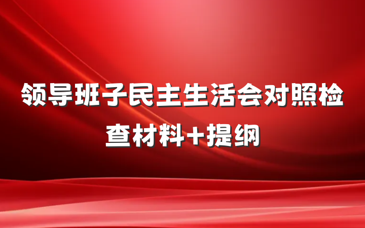 领导班子民主生活会对照检查材料 提纲