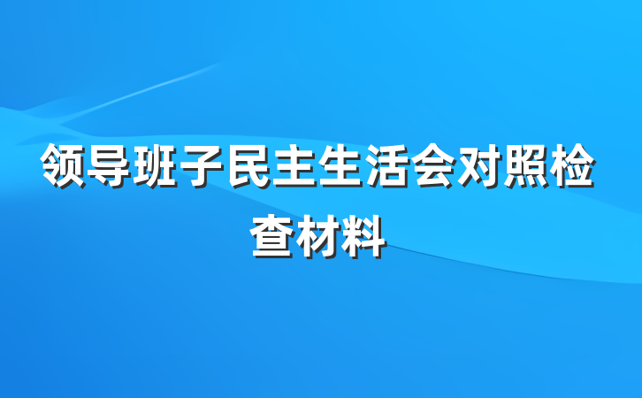 领导班子民主生活会对照检查材料