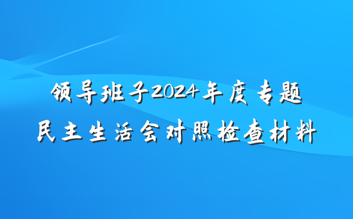 领导班子2024年度专题民主生活会对照检查材料
