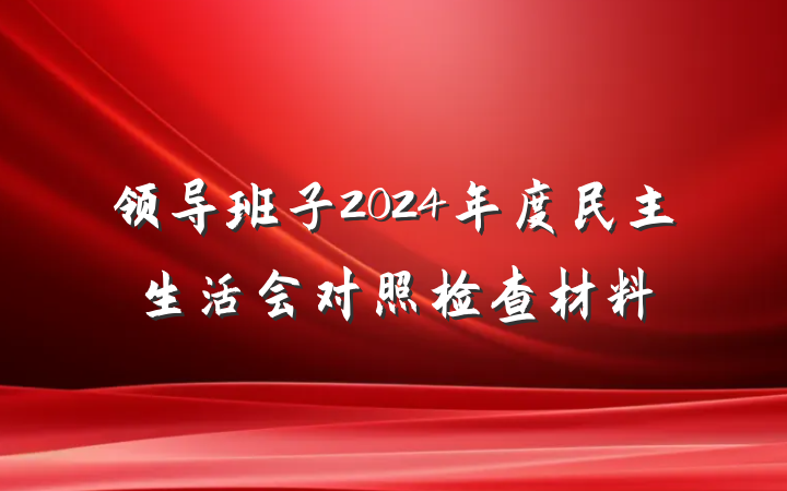领导班子2024年度民主生活会对照检查材料