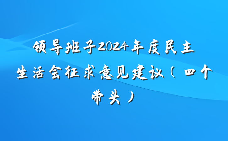 领导班子2024年度民主生活会征求意见建议（四个带头）
