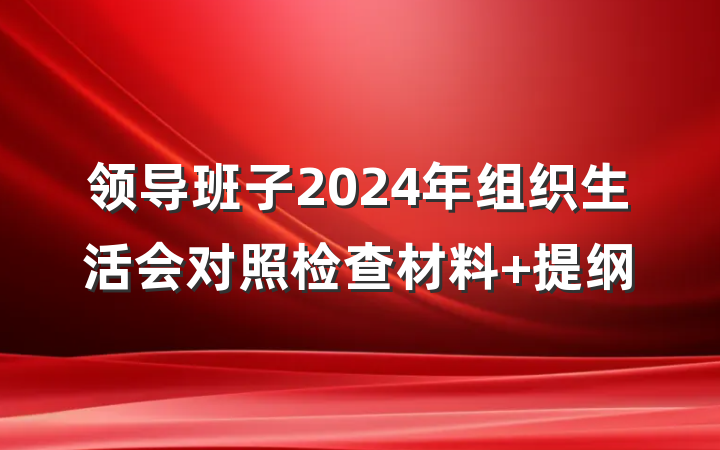 领导班子2024年组织生活会对照检查材料 提纲