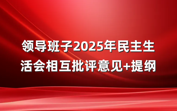 领导班子2025年民主生活会相互批评意见 提纲